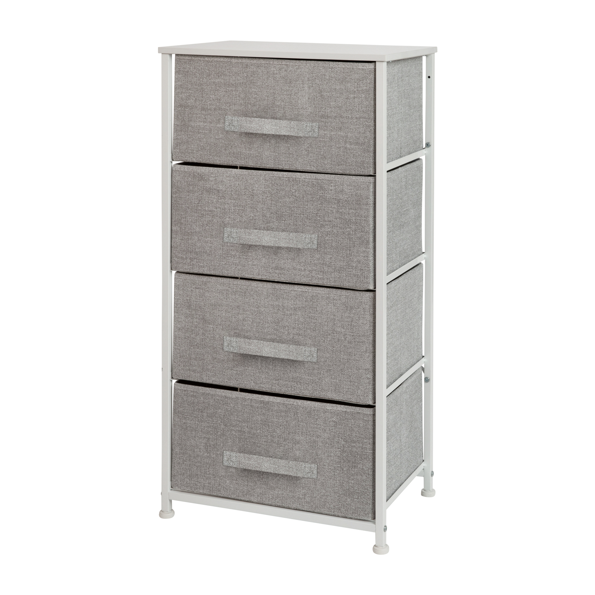 Flash Furniture, White/Gray 4 Drawer Storage Dresser Organizer, Height 37.25 in, Width 17.75 in, Color White, Model# WX5L203XWHGR